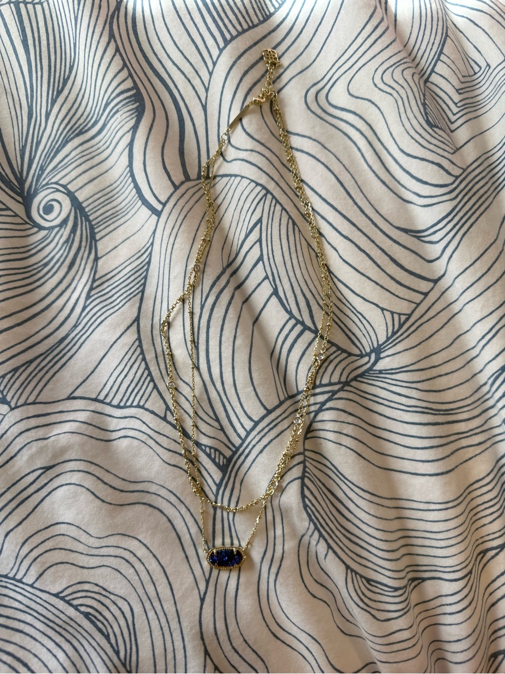 Kendra Scott Gold Multi-Strand Necklace with Dark Blue Stone